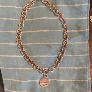 Tiffany & Co. Silver Toggle Link Necklace with Round Charm